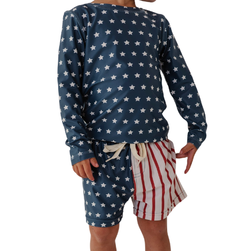 Kids Navy Star Print Long Sleeve Top